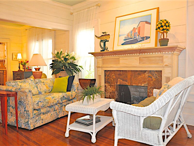 Shiplap walls in living and dining room offer a true cottage feel